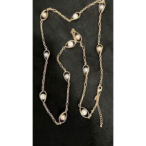 Lia Sophia "Endeavor " Matte Gold Tone w/Multicolor Pearls Necklace 42-45”